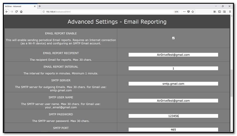 8. V pokročilém nastavení keyloggeru (192.168.4.1) zvolte sekci pro e-mailové reportování Email Reporting (viz obr. výše). 9. Povolte reportování zaškrtnutím volby Email Report Enable. 10.