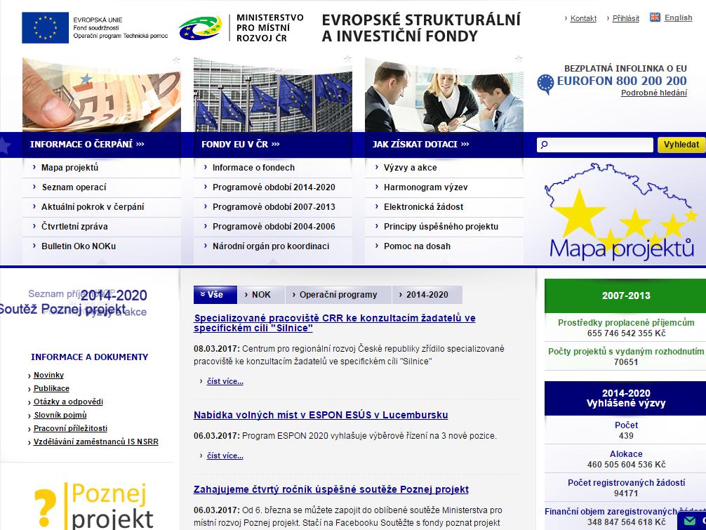Webové stránky Důležité odkazy: www.dotaceeu.cz Integrovaný regionální operační program (IROP): http://dotaceeu.