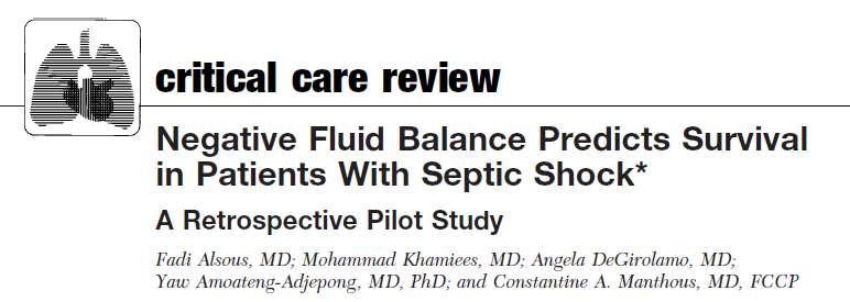Fluid overload rok 2000 X CHEST 2000; 117:1749 1754 Conclusion: These results suggest that at least 1 day of negative fluid