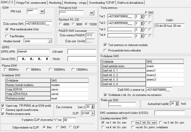 SATEL GSM LT-2 23 Obr. 14. Záložka GSM LT-2. Formát modemu [08] štandard prenosu zodpovedajúci pre modem, s ktorým komunikuje modul GSM.