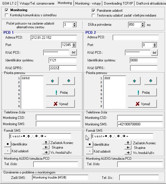SATEL GSM LT-2 31 Obr. 16. Záložka Monitoring.