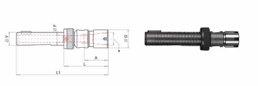 H062 MPPM Upínací pouzdro MPPM Patron tokmány Uchwyt z tuleja zaciskowa MPPM MPPM Bucsa elastica MPPM цанговый патрон MPPM čeljusti H062 size type clamping ØY L1 L D F A min-max e-code 10-11 TR 10 ER