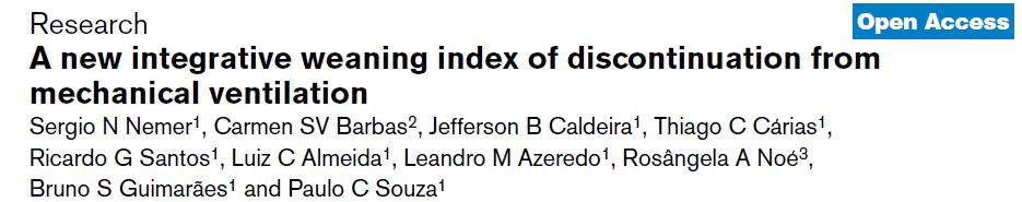 Integrative weaning index (IWI) Cst,rs arterial oxygen