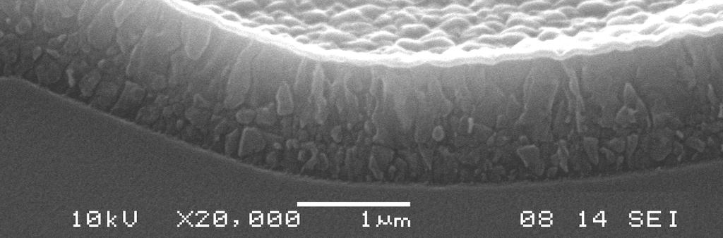 Obrázek 6.4: Změny prohnutí Si desky způsobené depozicí dvouvrstvé struktury. Tloušťka Si desky je 525 µm, průměr 150 mm a krystalografická orientace (100).