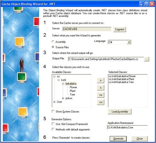 4.5 Vygenerování proxy tříd Pro objektový přístup k databázi Caché z programovacího jazyka C# je třeba vytvořit proxy třídy, pomocí kterých je možno přistupovat k objektům uloženým v databázi Caché.