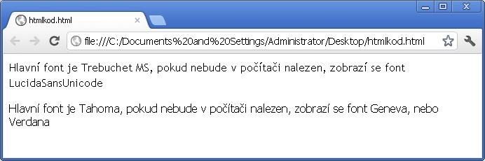 5.2 Font textu Font nastavujeme vlastností font-family, do parametru uvedeme font, který by se měl zobrazit.