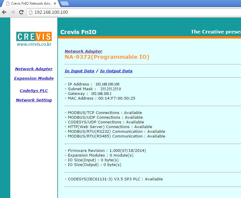 Pomocí Webového serveru Jelikož je defaultní IP adresa 192.168.100.
