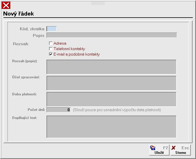 Odvolání - zde se vyplní datum odvolaní. Poznámka - prostor pro libovolnou poznámku.
