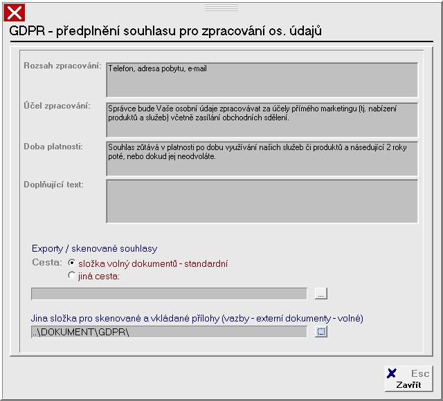 SOUHLAS SE ZPRACOVÁNÍM OSOBNÍCH ÚDAJŮ Pokud chcete zpracovávat osobní údaje na základě souhlasu, který udělil subjekt údajů, pak je možné tento souhlas vytvořit přímo z programu.