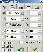 Pracovné listy ZONER CALLISTO 7. ÚPRAVY OBJEKTOV Transformácia objektov: Na presúvanie, zmenu rozmerov, otáčanie a nakláňanie môžete použiť aj Galériu Transformácia.