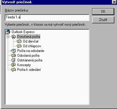 Pracovné listy MS OUTLOOK EXPRES 4. TRIEDENIE POŠTY Poštový klient ponúka efektívne triedenie pošty prostredníctvom priečinkov.