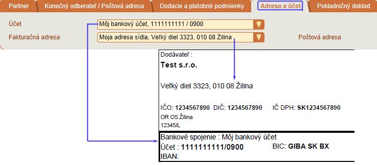 vyhotovenia) variabilný symbol predvyplnený na hodnotu zhodnú s interným číslom dokladu. Interné číslo dokladu je vytvorené podľa nastavenia číselného radu.