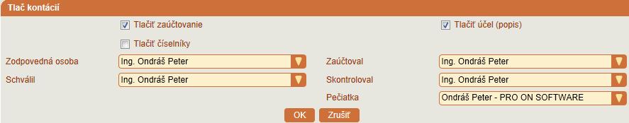 Tlač dokladov Tlačiť kópiu faktúry s kontačným lístkom napriek názvu obsahujúcemu slovo faktúra má voľba vplyv na všetky druhy dokladov, ktoré sú prenášané do modulu Účtovníctvo.