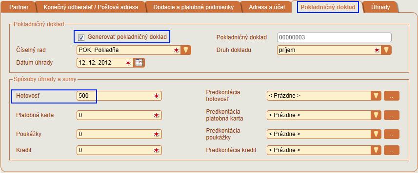 FAKTURÁCIA 4.8 Pokladničný doklad Záložka Pokladničný doklad je používaná len ak bol doklad (napr.