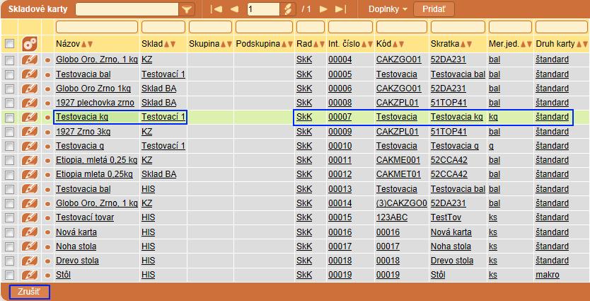 Význam údajov z editačného okna položky a ich interpretácia pri tlači Ak zadaným hodnotám hľadania skladovej karty vyhovuje viacero skladových kariet, zobrazí systém Humanet zoznam vyhovujúcich