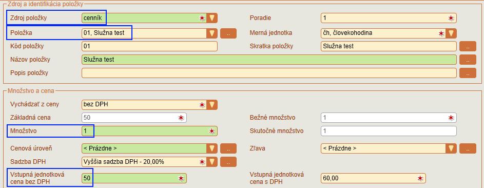 Význam údajov z editačného okna položky a ich interpretácia pri tlači Odpísané ak je označené, položka už bola odpísaná zo skladu a pri opätovnom uložení dokladu už nebude druhýkrát odpísaná zo