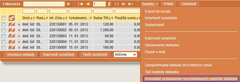 Kontrola vzťahu dokladov fakturácie a pohybov o kontroluje či sú doklady komunikujúce s modulom Sklad zapísané aj do modulu Sklad a ak sú zapísané, či aj všetky ich položky so zdrojom vzniku Sklad sú