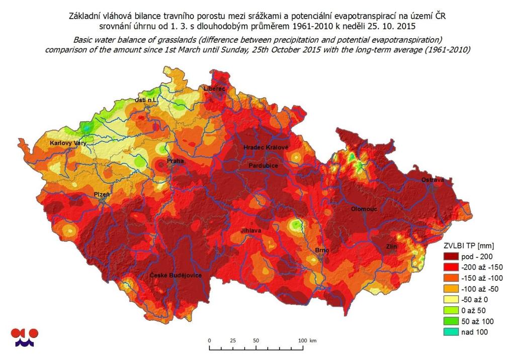 střední Moravě, tak ve východních, ale i středních a jižních Čechách. Jih a jihovýchod Moravy vykazuje území s poklesem ZVVP mezi 20 až 40 %.