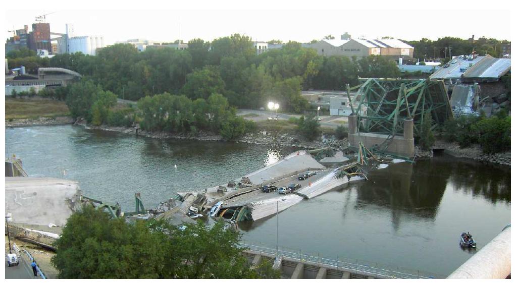 174 Hypotézy pevnosti a jejich použití Obr. 9.1 Náhlý kolaps osmiproudového dálničního mostu 𝐼 35𝑊 Mississippi River bridge dne 1. srpna 2007, ve státu Minessota, USA (zdroj: http://cs.wikipedia.
