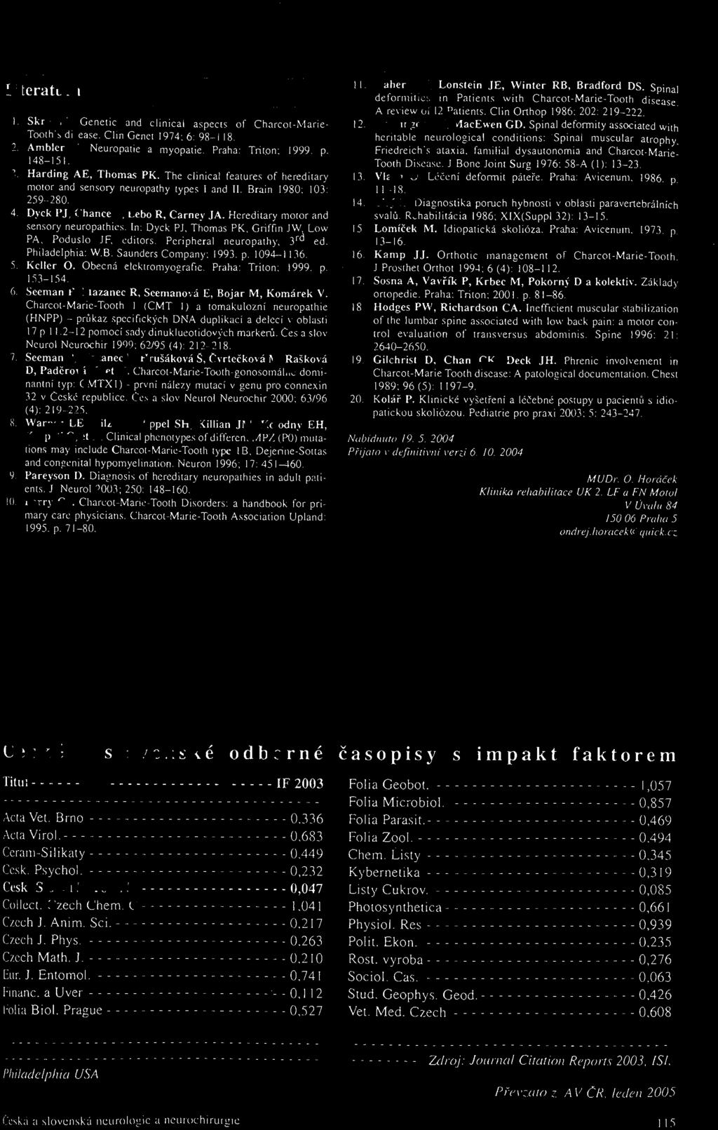 Charcot-Maric-Tooth I (CMT I) a tomakulozní neuropathie (HNPP) - průkaz specirick)'ch DNA duplikaci a delcci \ oblasti 17 p 11.2-12 pomocí sady dinuklu eo tidov~' ch markeru.