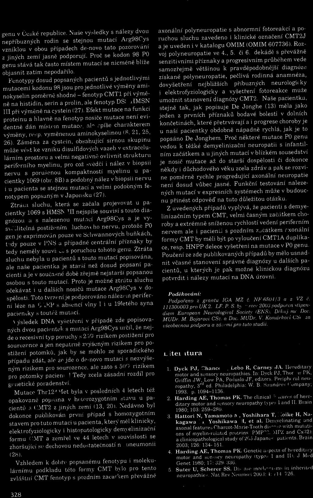 genu v Čes ké republice. _;aše v)'sledky s nálezy dvou nepříbuzných rodin se stejnou mutací Arg98Cys vzniklou v obou phpadech de-novo tato pozorování z jiných zemí jasně podporují.