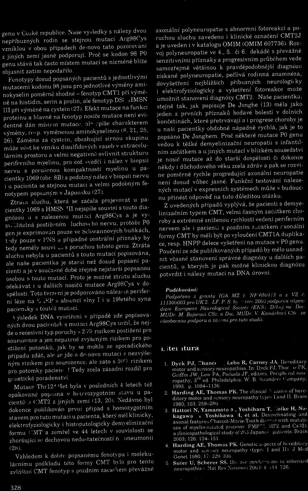 genu v Čes ké republice. _;aše v)'sledky s nálezy dvou nepříbuzných rodin se stejnou mutací Arg98Cys vzniklou v obou phpadech de-novo tato pozorování z jiných zemí jasně podporují.