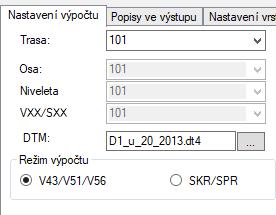 SI91 Osa Niveleta VXX/SXX název souboru.shb resp. XHB s osou trasy, nezadává se, přebírá se jméno trasy ze souboru trasa název souboru.sni resp.