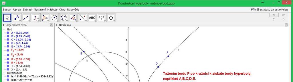 dokážeme, že hledaným geometrickým místem bodů je skutečně hyperbola. 5.