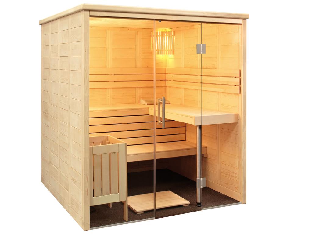 Sauna z masívneho dreva ALASKA VIEW 208 x 206 x 204 cm NÁVOD