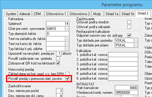 4. Vytváranie dokladov s prenosom daňovej povinnosti Program pri pridávaní položiek na doklad vyhodnocuje položky s prenosom daňovej povinnosti dvojúrovňovo.