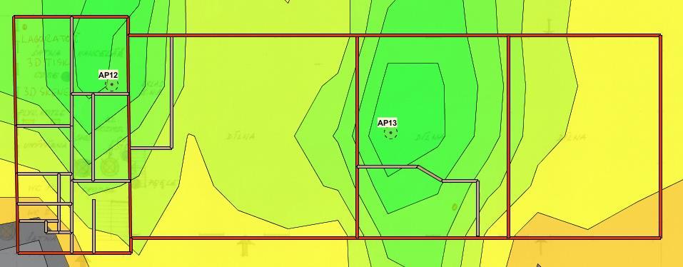 Obr. 14 Dílny 1.NP síla signálu RSSI pro 5GHz Obr.