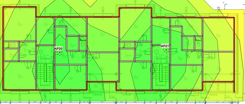 Obr. 22 Domov mládeže 5.NP síla signálu RSSI pro 5GHz WWW.ALEF.