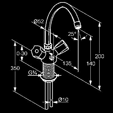 stojančekový ventil DN 15 rukoväť Terralux kovová prietokové množstvo 6