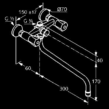 prietokového množstva BA otočný výtok 300 mm perlátor M 22 x 1 automatický prepínač sprcha/vaňa sprchový