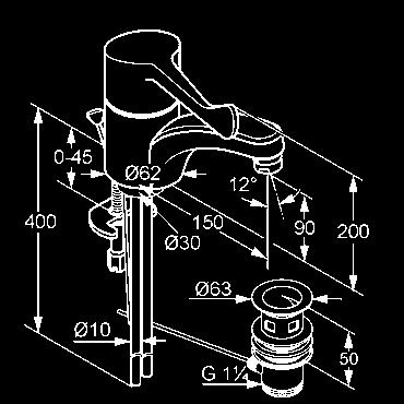 s poistkou proti obareniu otočný výtok vyloženie 200 mm medené rúrky 10 mm P-IX 9572/IZ chróm 349080524 249,85 chróm 349080534 278,23 UMÝVADLO KLUDI MEDI CARE umývadlová jednopáková batéria DN 8