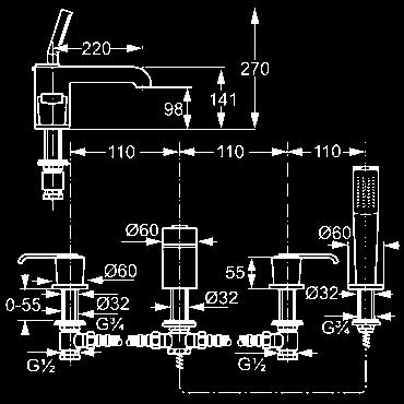 spätnému nasatiu vody automatický prepínač sprcha/vaňa otočná sprchová prípojka G 1/2 chróm chróm/sklo zelené 554430575 55443H775 786,26 803, 00 JOOP!