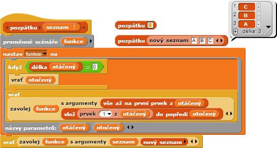 Skrývání některých parametrů koncové rekurze Rekurzivně naprogramované vlastní bloky občas potřebují pomocné parametry k uchování mezivýsledků.