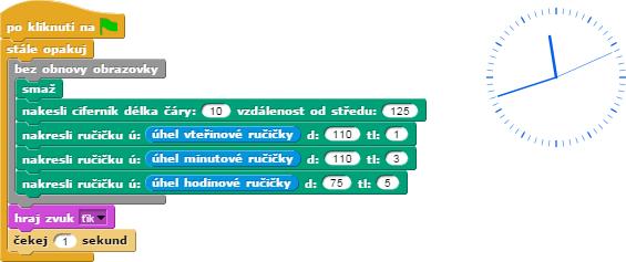 SCRATCH 2 PROJEKT: Ručičkové hodiny s akt.