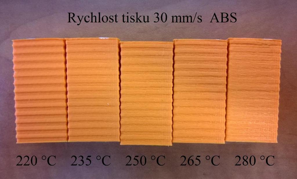 FSI VUT DIPLOMOVÁ PRÁCE List 51 Obr. 4.21 Vzhled vzorků vyrobených rychlostí 30 mm/s z materiálu ABS.