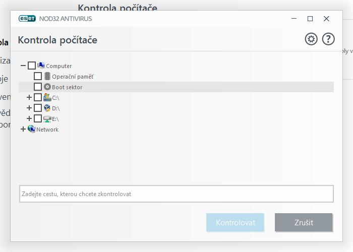 4.1.1.2.1 Spuště ní volitelné kontroly Pokud chcete zkontrolovat například jen konkrétní disk, vybranou složku atp., můžete k tomu použít volitelnou složku.