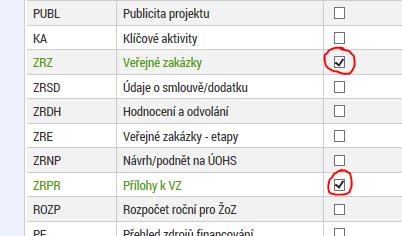 Vyberte potřebné obrazovky u kterých potřebujete oznámit či navrhnout změnu