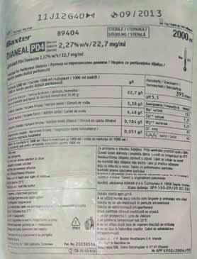Označení Label on the CAPD Dianeal Dianeal CAPD vaku bag Co What mi it říká?