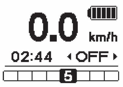 4. kapitola - ZOBRAZENÍ A NASTAVENÍ CYKLOCOMPUTERU Hlavní obrazovka na displeji cyklocomputeru < SW-E6000 > < SW-E6000 > HIGH Podpora šlapání X NORM ECO Podpora šlapání Y < SW-E6010 > OFF Dlouhý