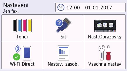 Domů > Návod pro přístroj Brother > Přehled obrazovky nastavení Přehled obrazovky nastavení Související modely: DCP-L8410CDW/MFC-L8690CDW Stisknutím zobrazíte aktuální stav přístroje na LCD displeji.