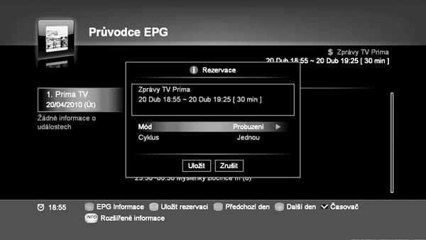 6.4.5.3. Režim USB Pomocí této funkce můžete bezpečně odebrat zařízení USB. Stiskem Zeleného tlačítka u zvoleného pořadu nastavíte časovač, režim a opakování.