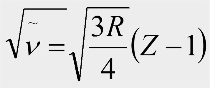 Moseleyho zákon ΰ(K ) = vlnočet linie K R = Rydbergova