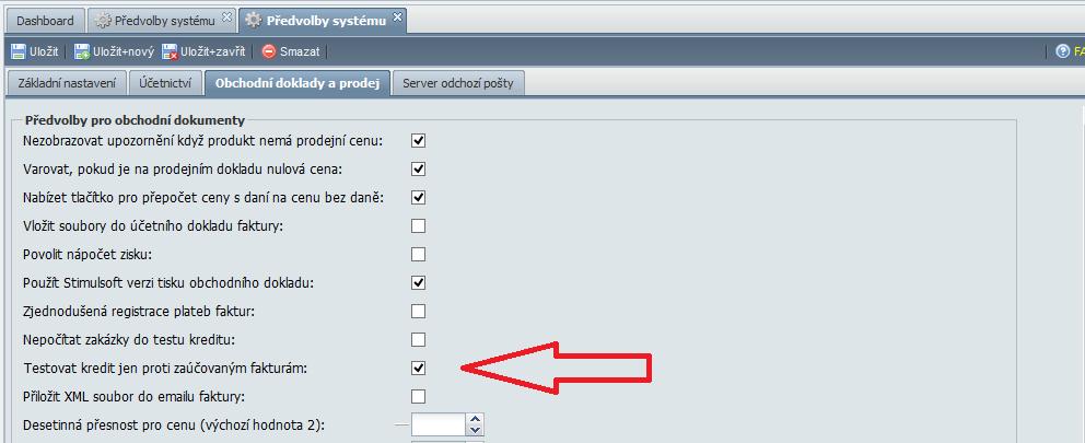 Do nastavení předvoleb přibyla možnost vypnout počítání vystavených nedokončených a nezaúčtovaných obchodních