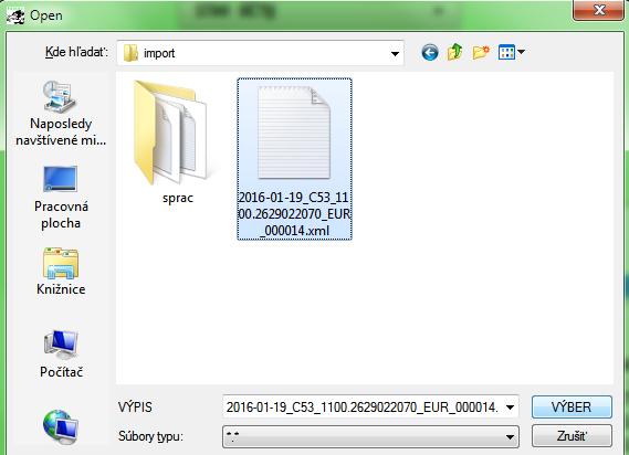 Postup import zaradenie - zaúčtovanie Poznámka: Program importuje súbor v tvare XML.