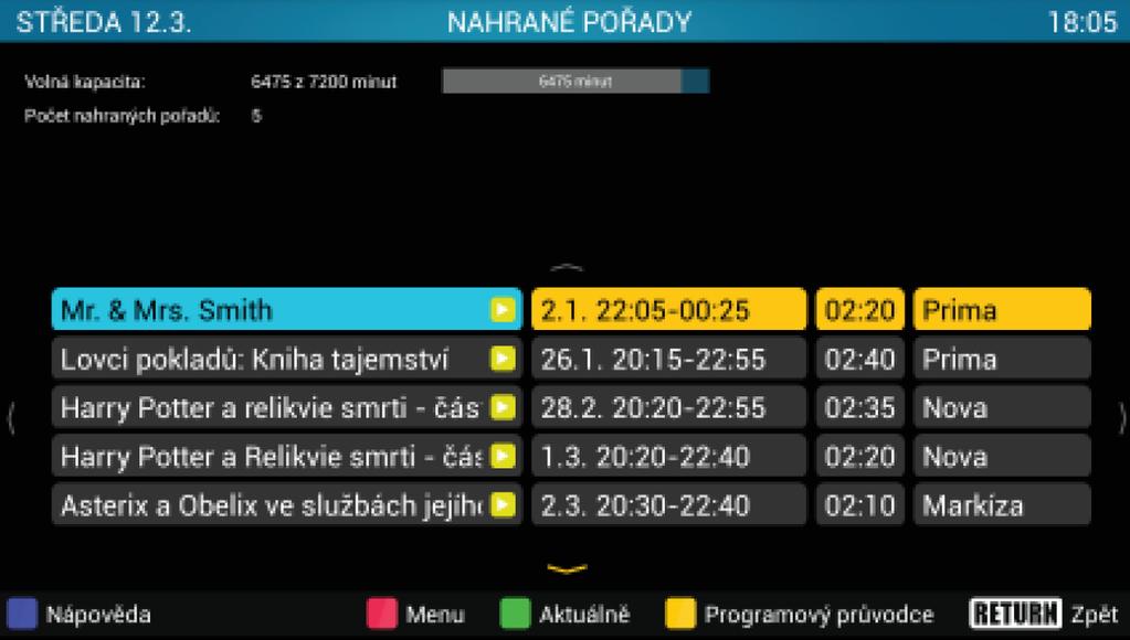 Nahrávky Pomocou sledovanitv.cz si môžete nechať nahrať reláciu, ktorý môžete neskôr prehrať.