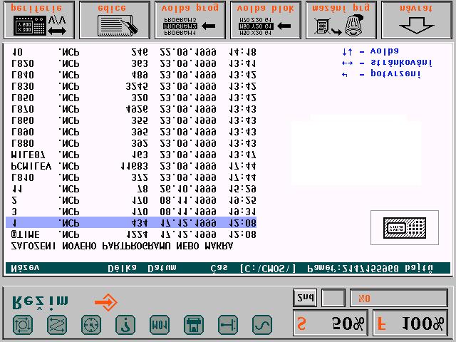 Volby partprogramu. a bloku 10 10. VOLBY PARTPROGRAMU A BLOKU 10.1 Volba partprogramu V automaticky ch rezimech jsou operace vykonavany podle zadane ho partprogramu.